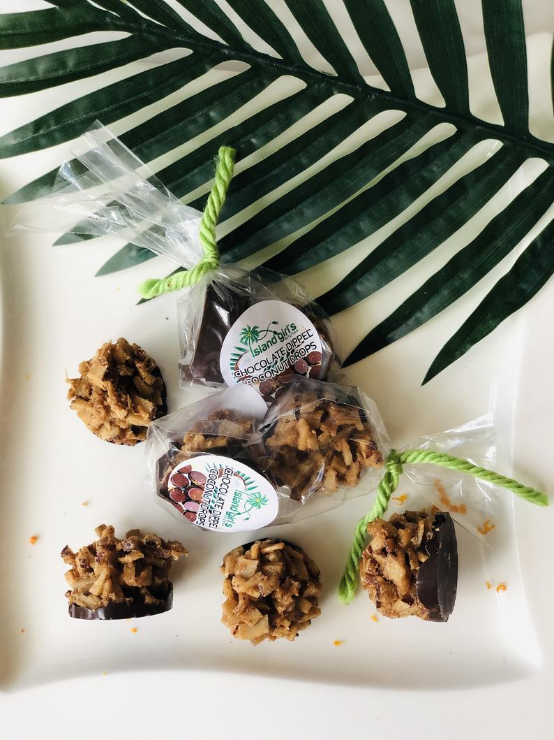 Fun Size Diced Coconut Drops Dipped in Chocolate